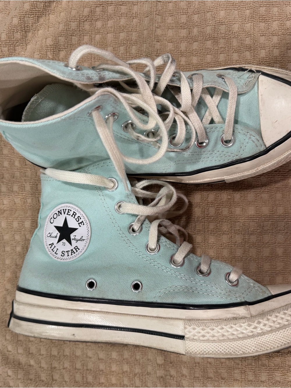 Converse High Top Sneakers in Mint Green and White